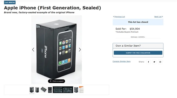 真理财产品！全新初代iPhone卖出天价：够国内一套房首付