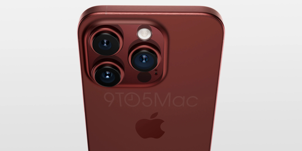 苹果 iPhone 15 Pro高清渲染图再曝光：钛合金中框、新增深红色